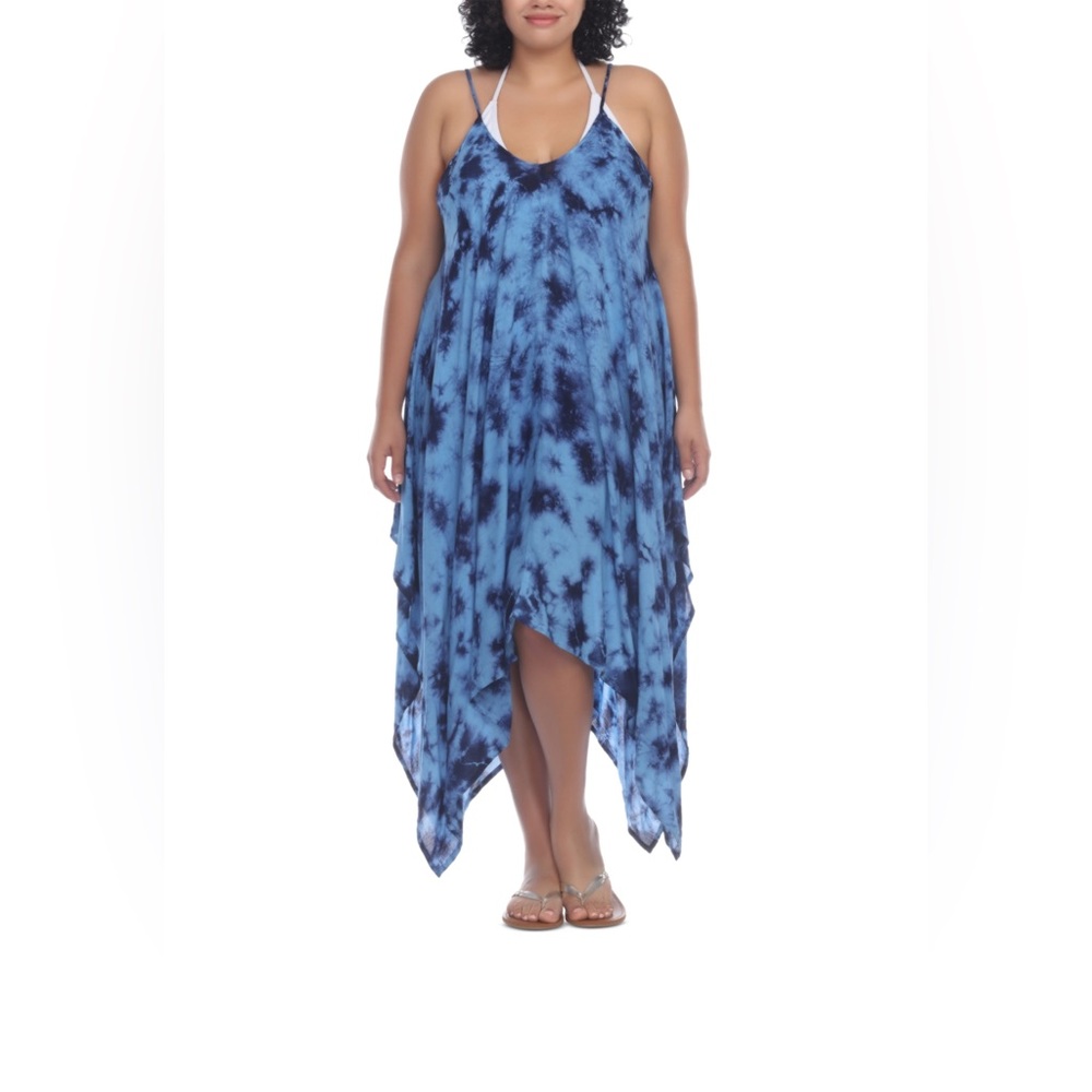 Raviya Plus Size Tie-Dyed Handkerchief-Hem Dress 👗  NW…